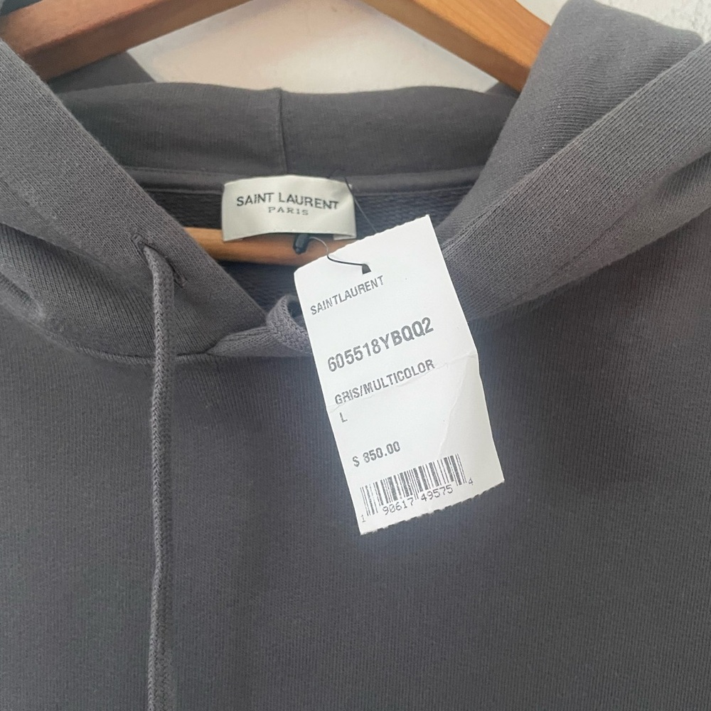 Authentic Saint Laurent Luxury Malibu Charcoal Hoodie with Palm Tree Graphic - Picture 9 of 13